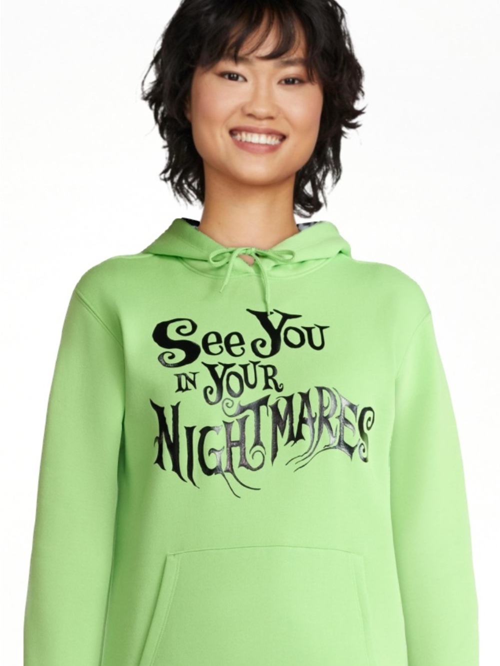 XS Nightmare Before Christmas Women's Graphic Fleece Hoodie with Long Sleeves
